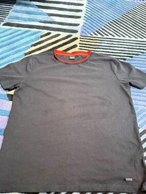 Hugo Boss Black Short-Sleeve Tee with Red Neck Trim